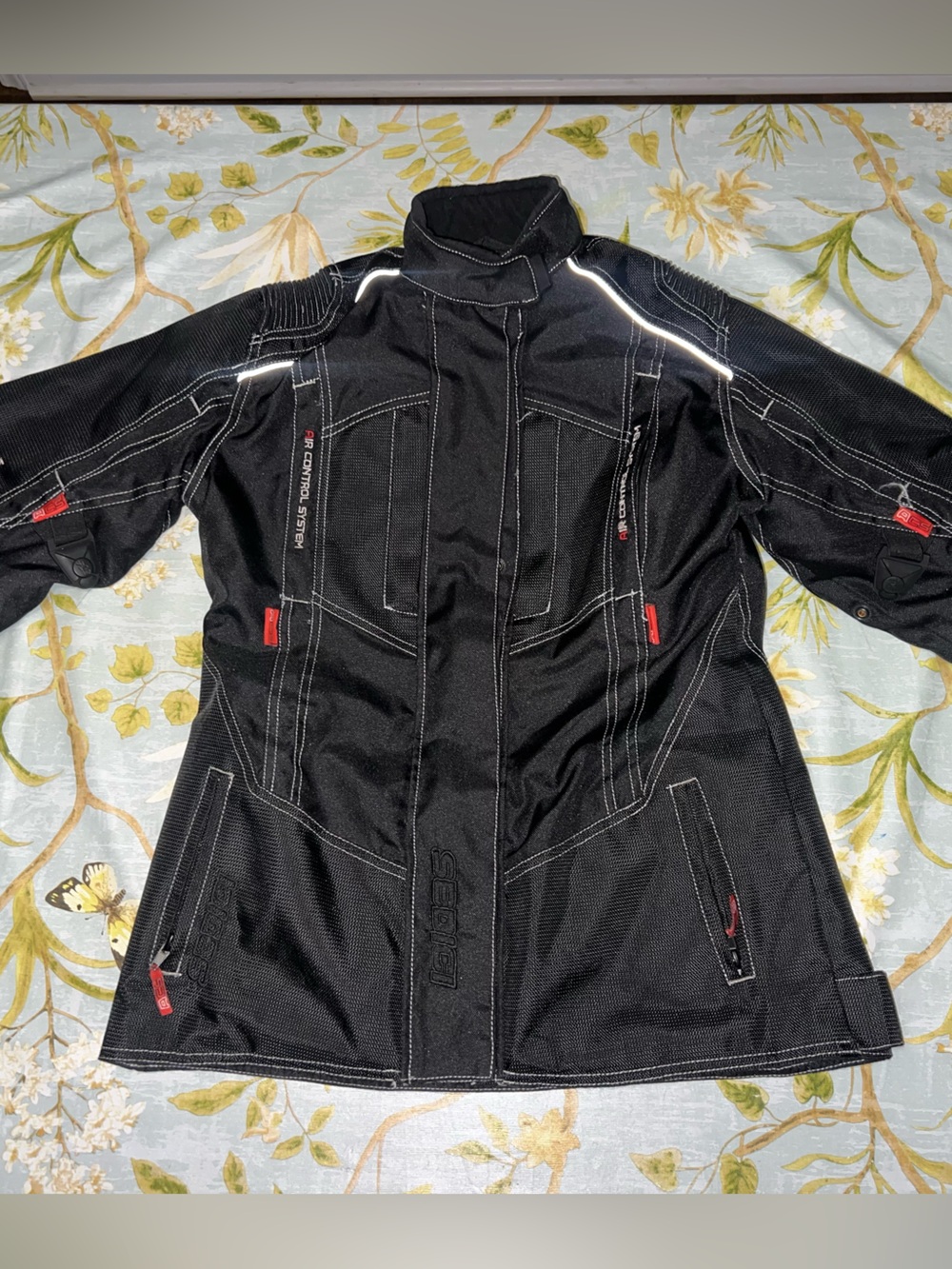 Women's Black Textile Motorcycle Jacket - Reflective Trim